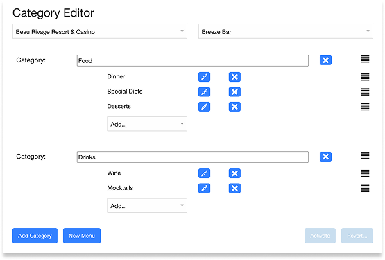 MGM Resorts Menu Editor